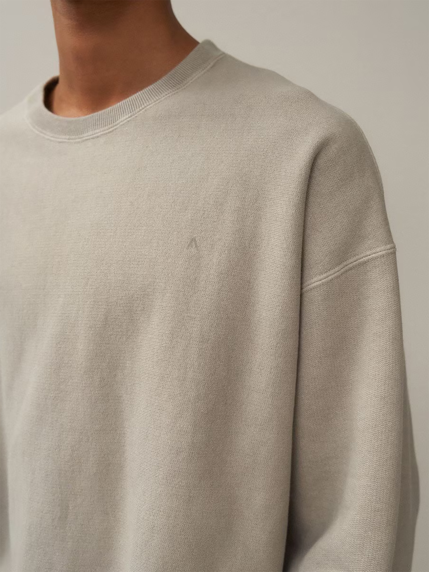 ATON Natural Dyed Urake Oversized Sweat Shirt Light Gra
