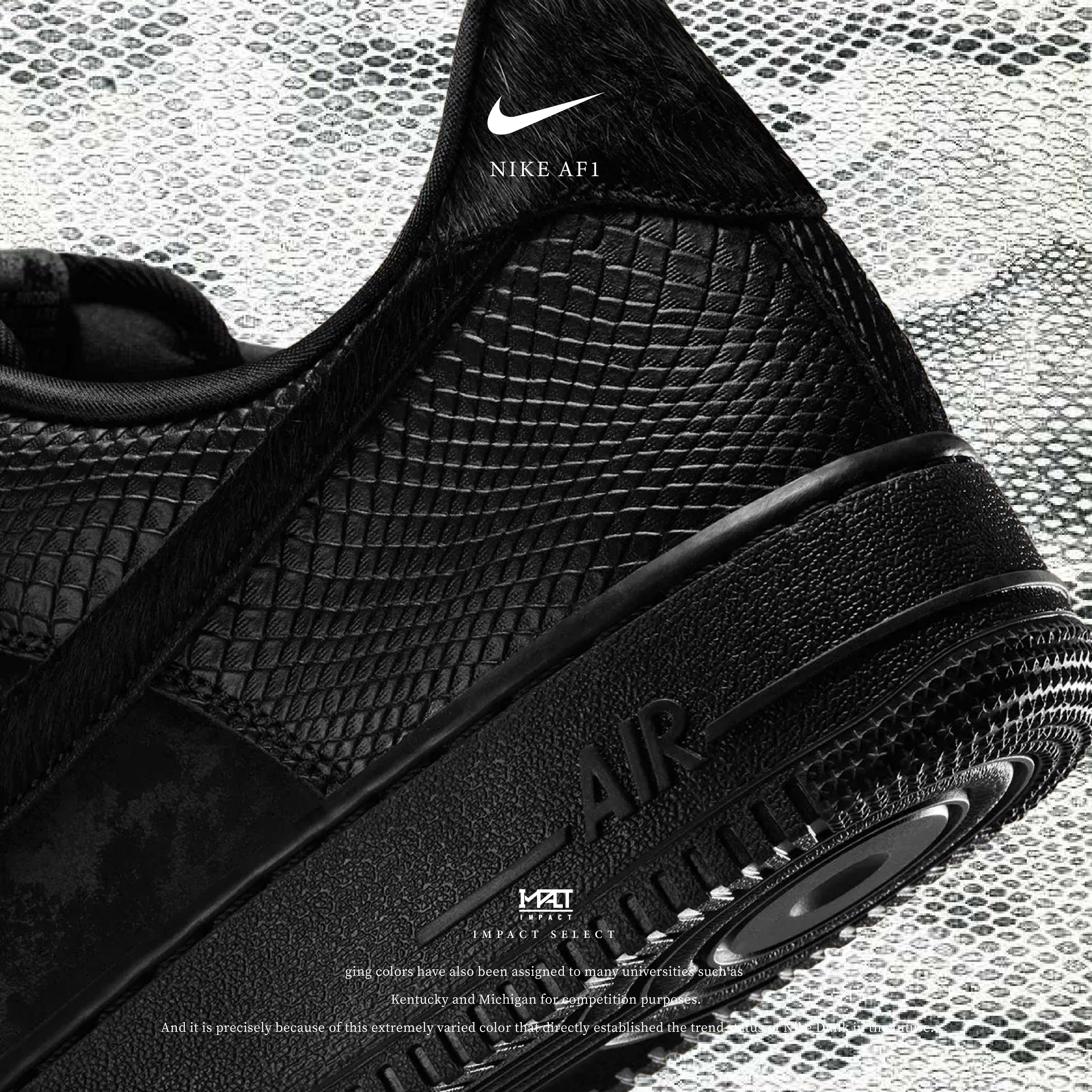 Nike Air Force 1 Low “Black Animal” 奢華黑武士 野性黑 蛇麟 毛絨 異材質 男女同款 HQ1977-001