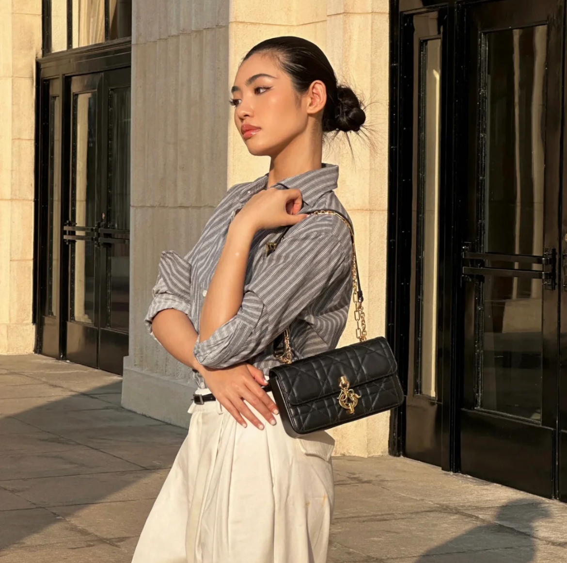 Dior Miss Daisy Macrocannage Lambskin Mini Bag Black