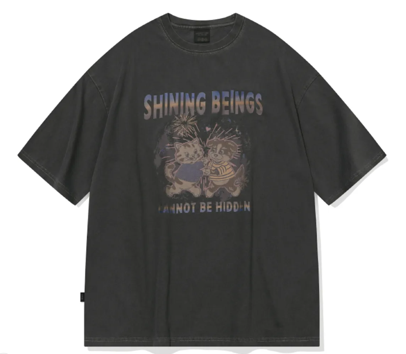 CPGN STUDIO / Cat and dog pattern T-shirt / Smoky black   JUL25