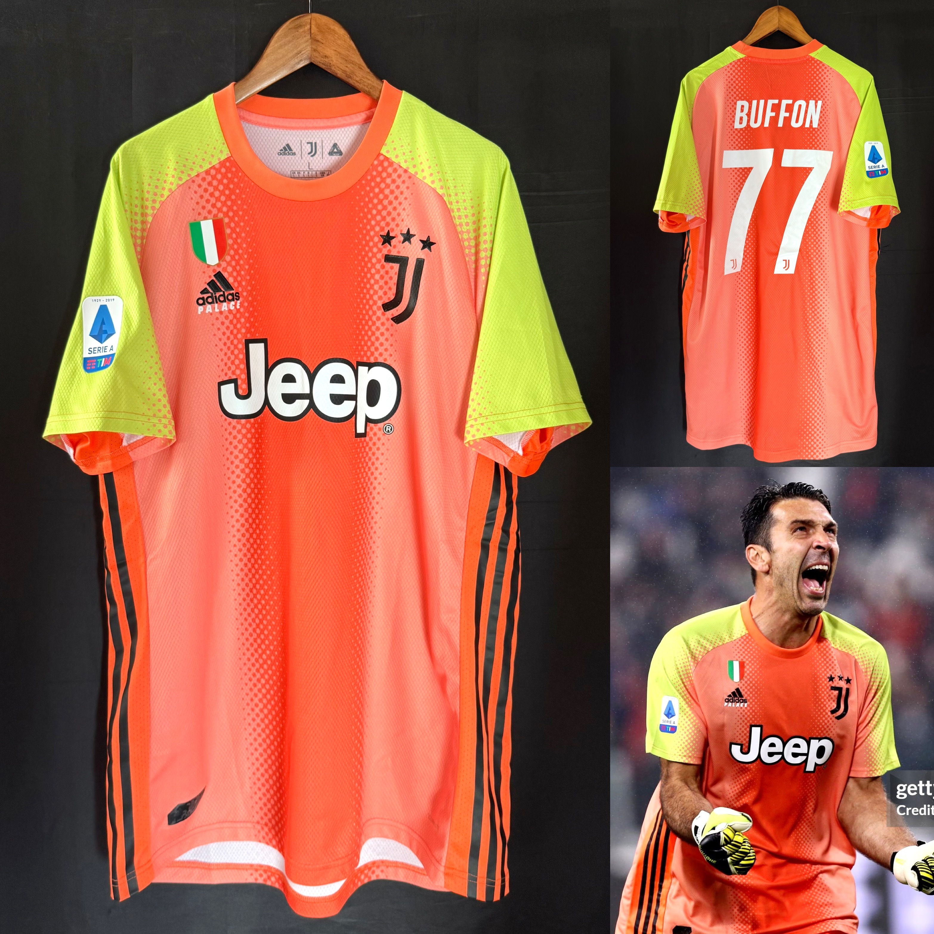(Player Issue) Juventus 2019 Adidas x Palace Goalkeeper Player Issue Shirt #77 BUFFON