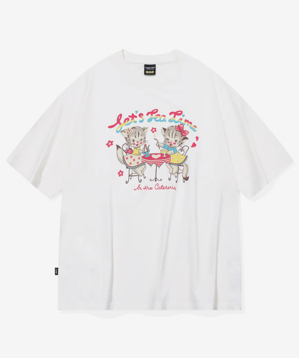 CPGN STUDIO / Cat pattern short T-shirt / white   JUL25