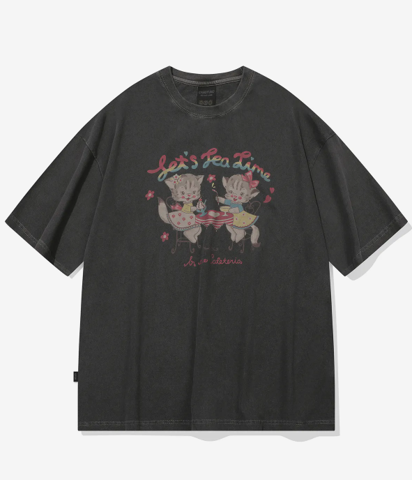 CPGN STUDIO / Cat pattern short T-shirt / black    JUL25