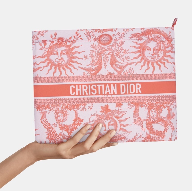 Dior Technical Fabric with Plan de Paris Motif Travel Zipped Pouch Coral