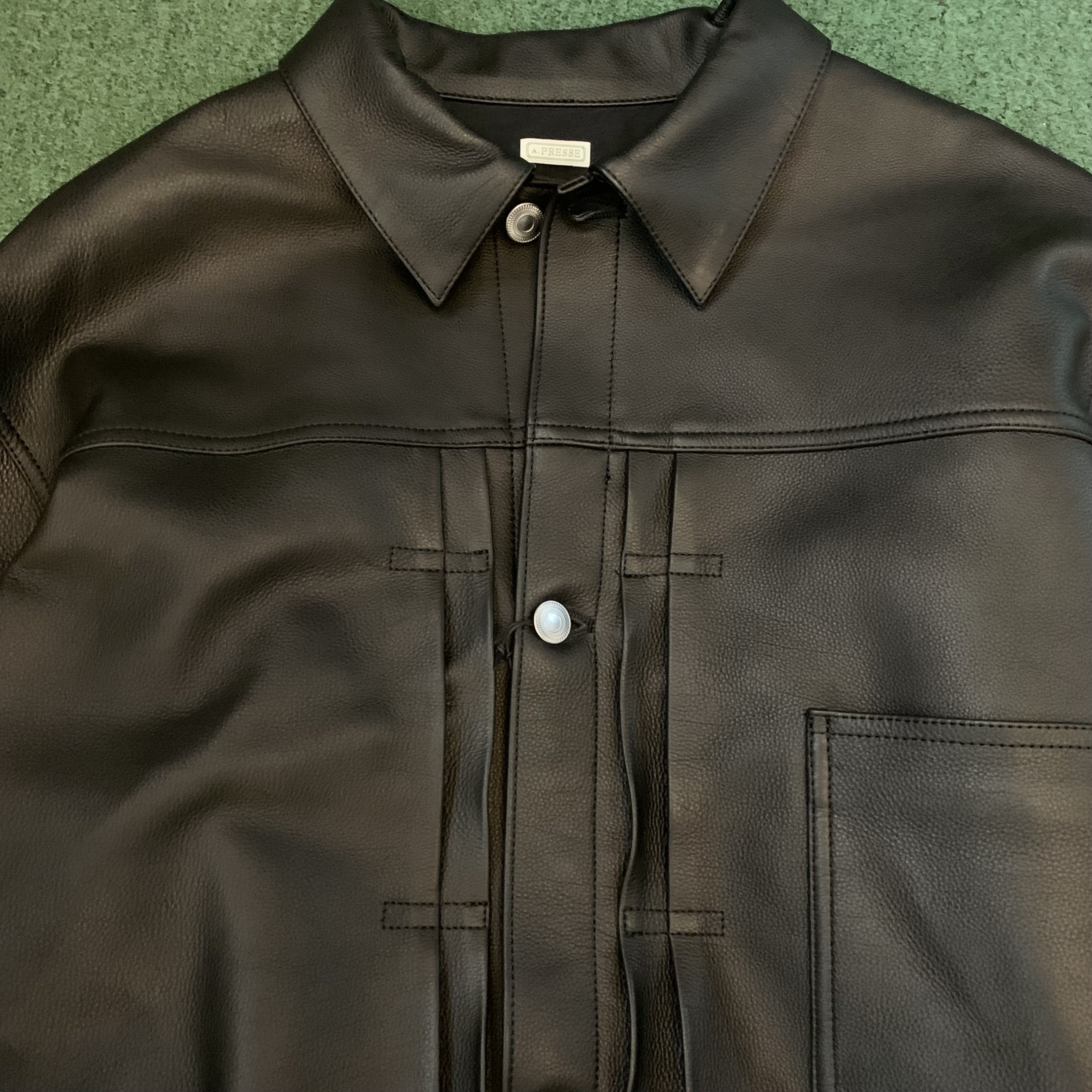 LAST PCS: A.PRESSE 2025 S/S 1ST TYPE LEATHER JACKET (25SAP-01-01H) - BLACK SIZE 2