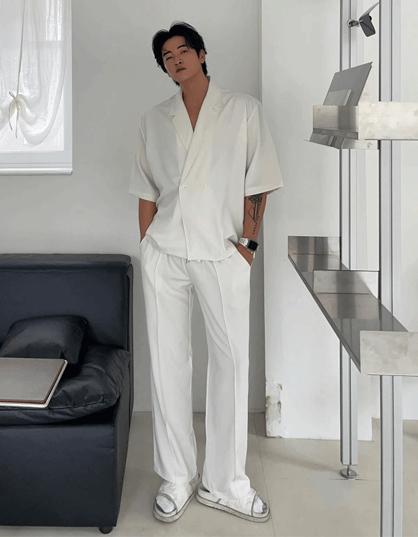 夏季短袖休閒西裝夾克