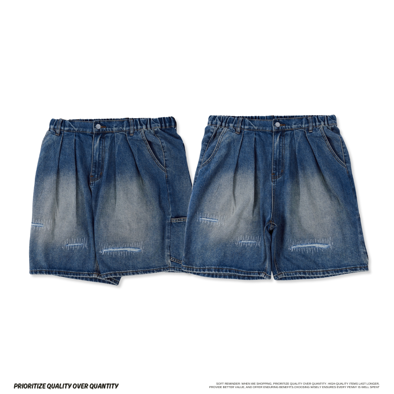 補釘畫家寬鬆牛仔短褲