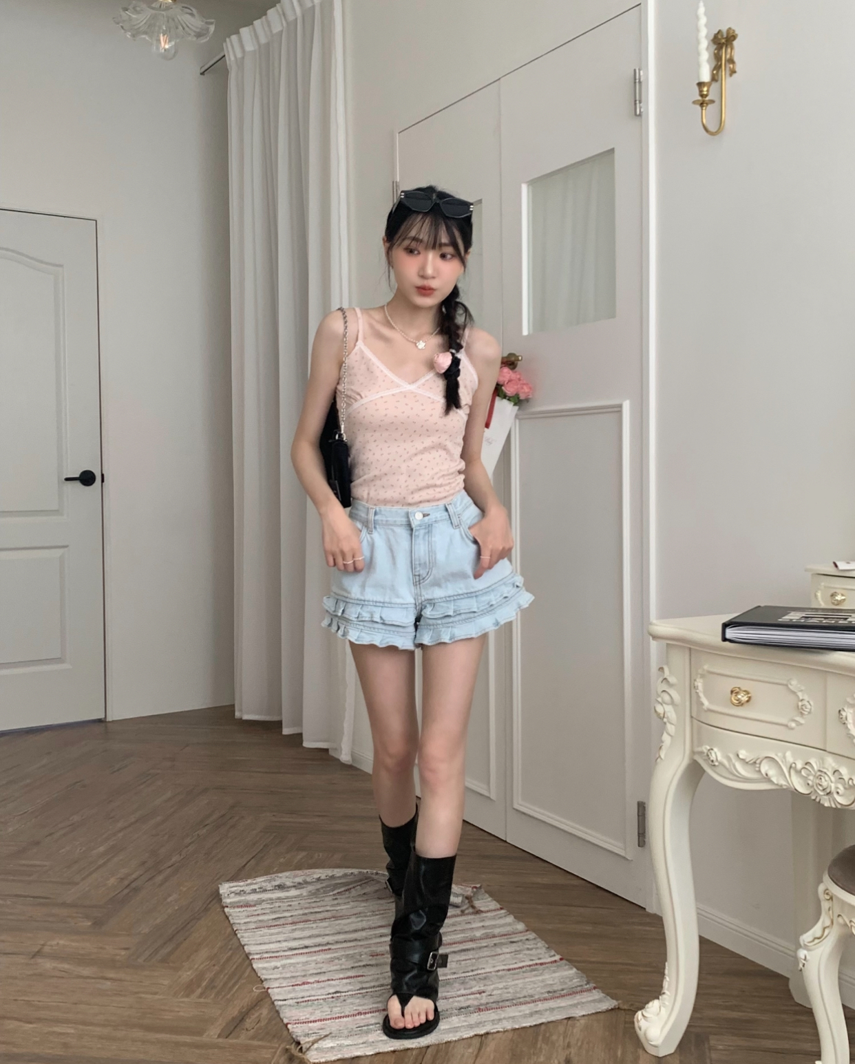 現貨-布萊尼姆宮大笨鐘荷葉度假短褲