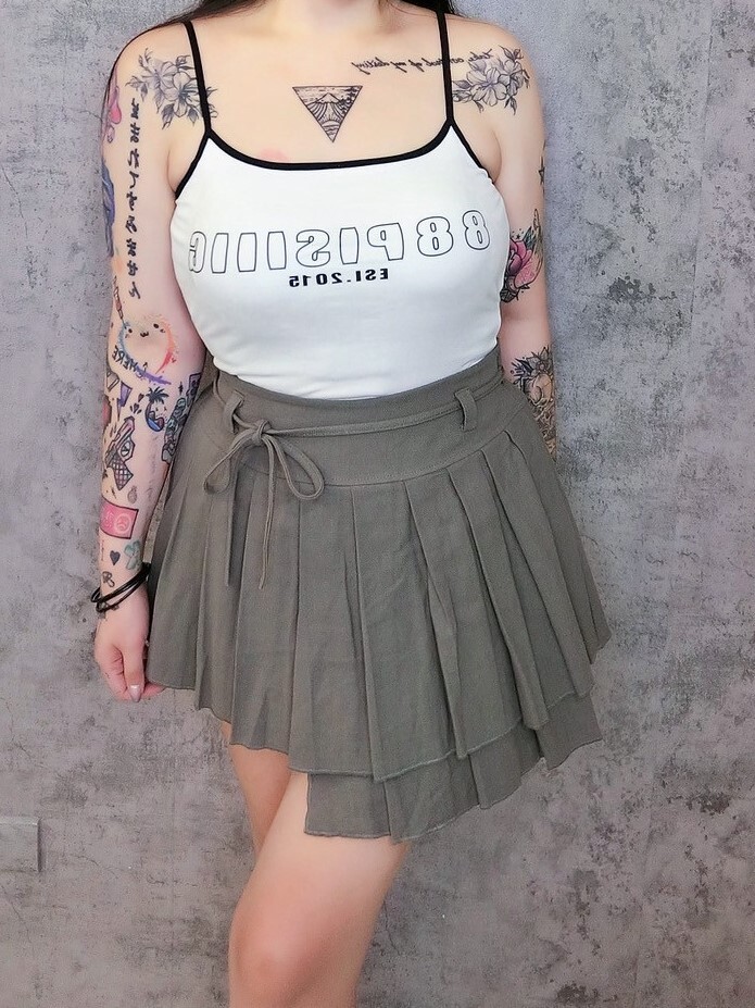 不規則下擺百褶褲裙