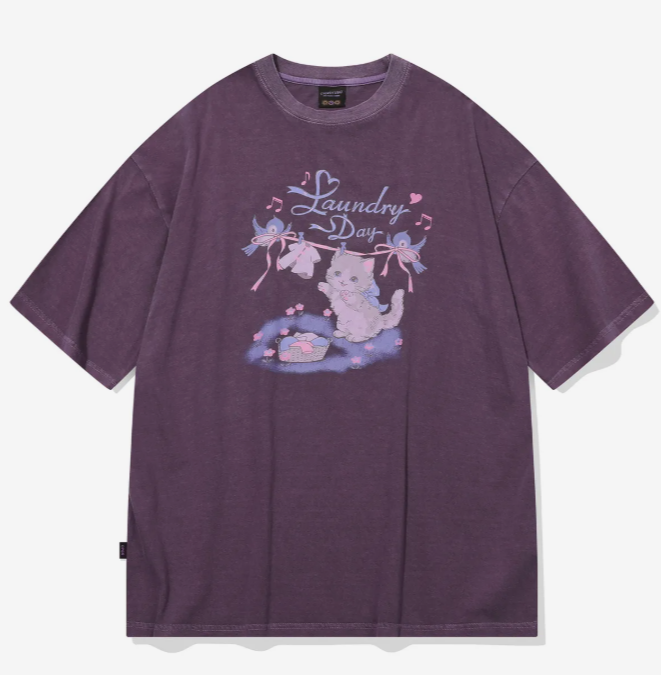 CPGN STUDIO / Cat laundry short T-shirt / Gray Purple   JUL25