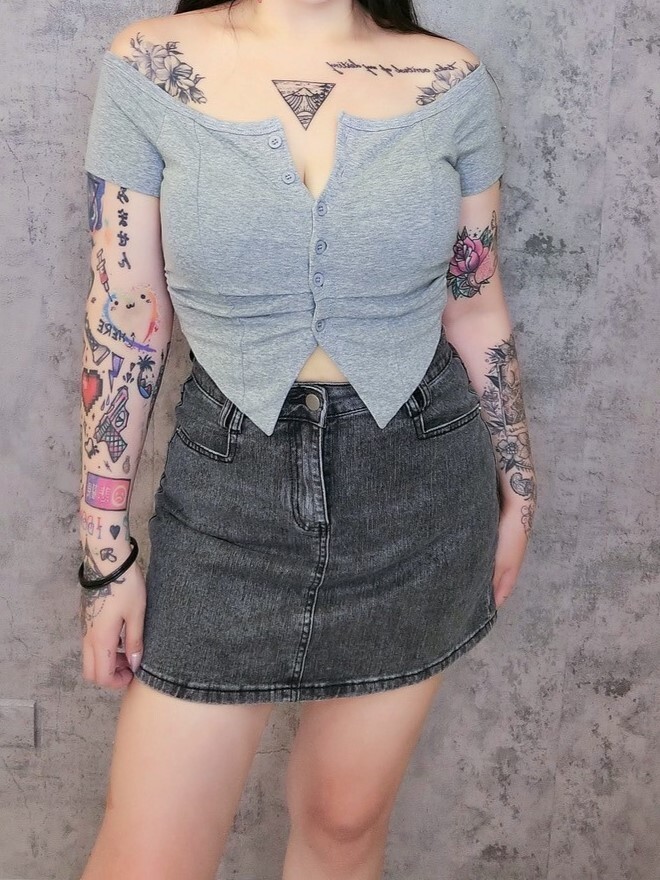 口袋造型顯瘦A字窄裙