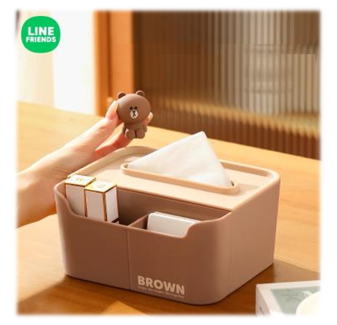 LINE FRIENDS| 桌面收納紙巾盒 |Brown