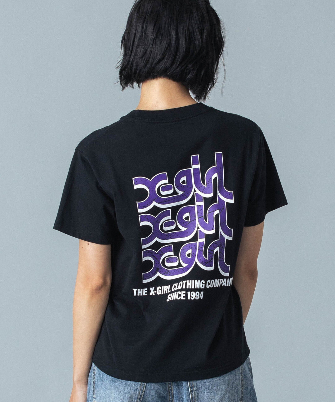 X-girl DRIPPING PAINT LOGO S/S TEE