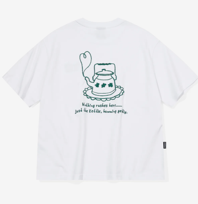 CPGN STUDIO / Humming Kettle embroidery CROP T-shirt /white   JUL25