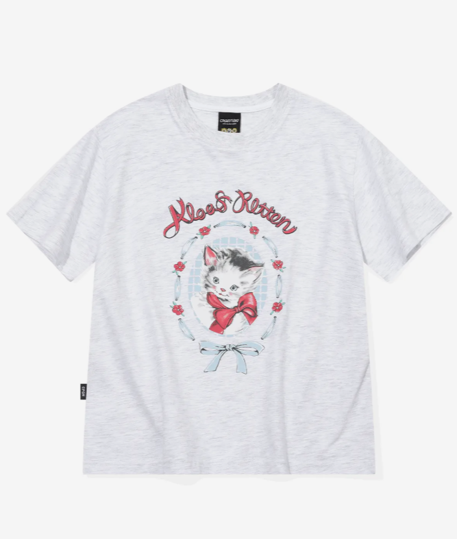 CPGN STUDIO / A-Roof Cat Cropped Short T-shirt /Tee Melange White/ JUL25