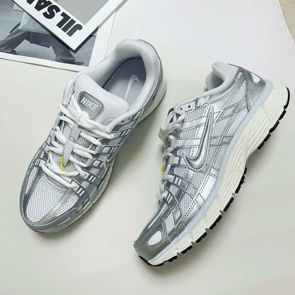 Nike P-6000 金屬灰銀 淺灰藍 奶油底 復古 運動休閒鞋 老爹鞋