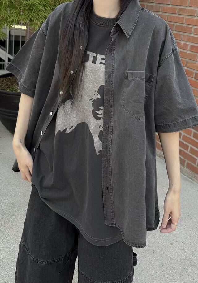 洗水淨色短袖恤衫 S2333