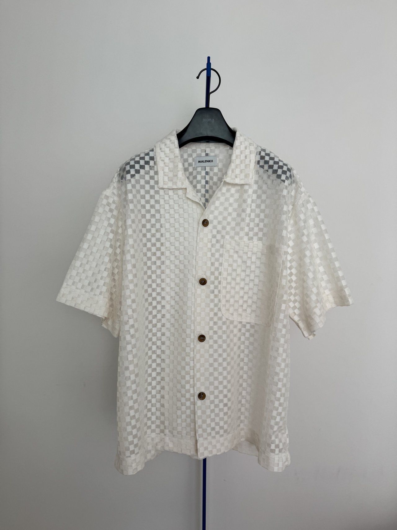 淨色網格紋短袖恤衫 MALENKII-160S