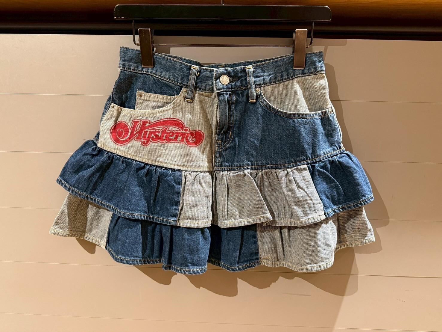 HYSTERIC GLAMOUR  - ROLLING HEART Scratched Frill Skirt