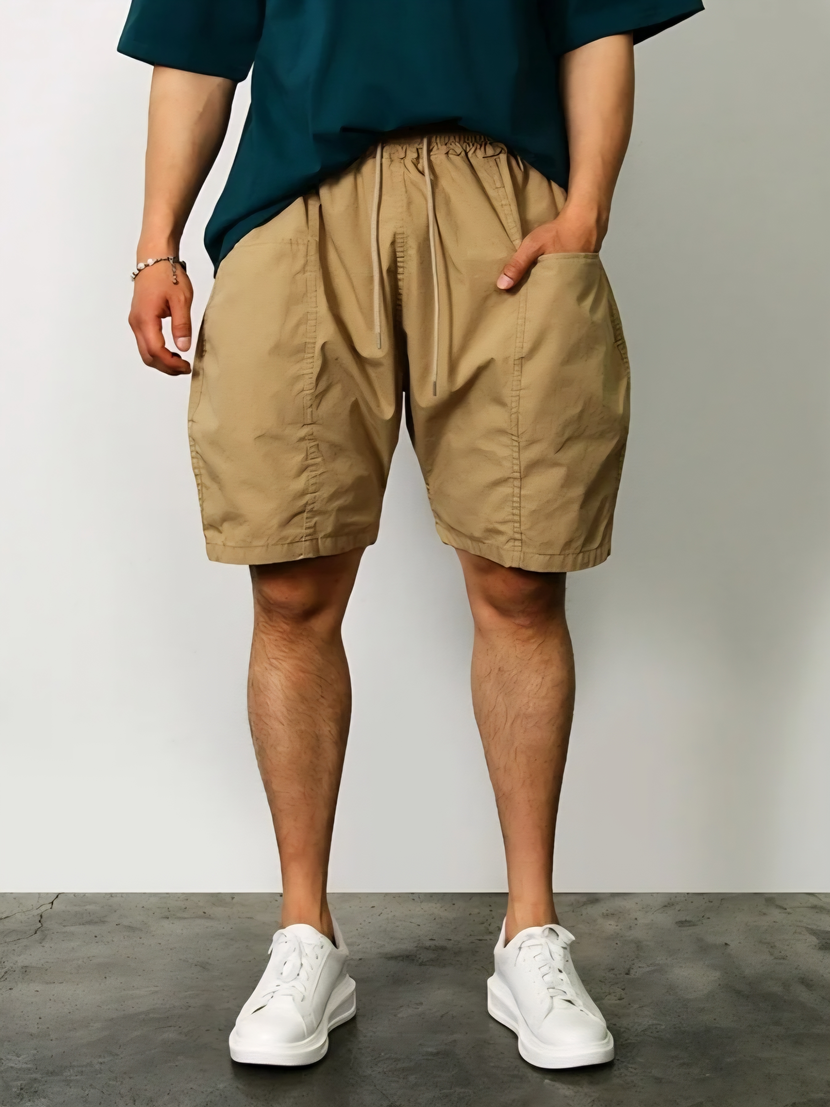 切口袋水洗氣球工裝短褲