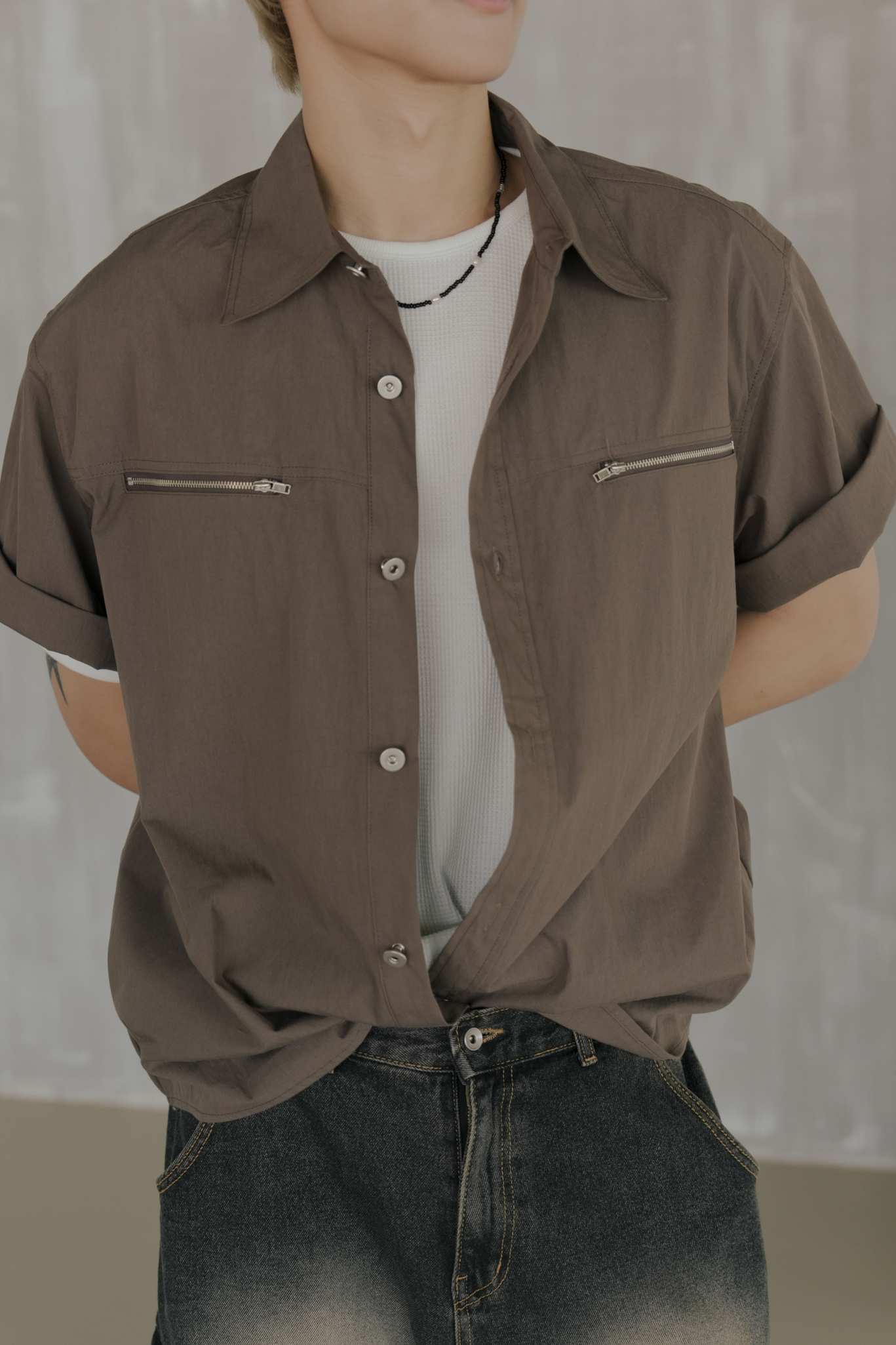 Arc Nylon Zip-Up Short Sleeve Shirt #襯衫