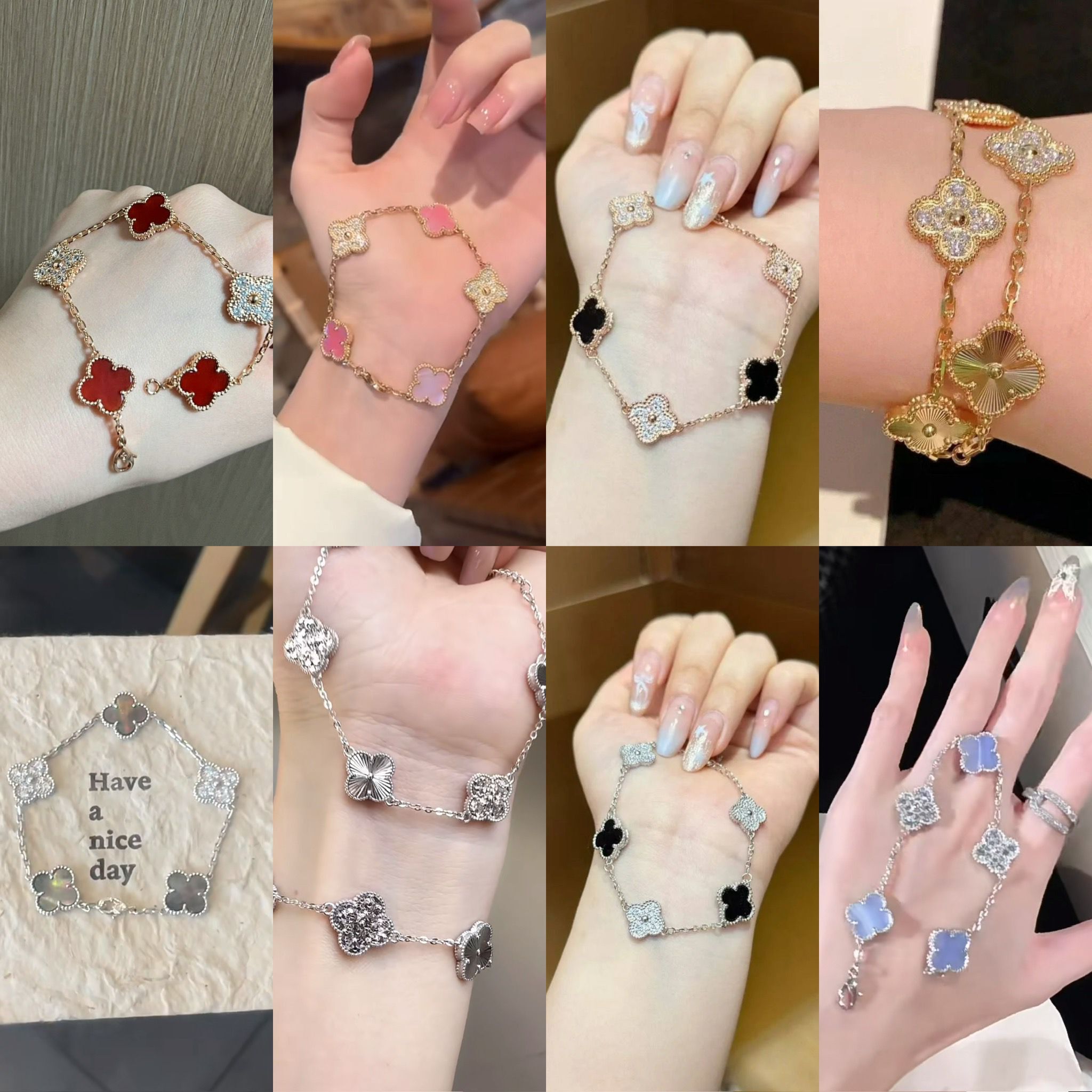 【直播】LL070801 四葉幸運圖騰純銀莫桑鑽手鏈