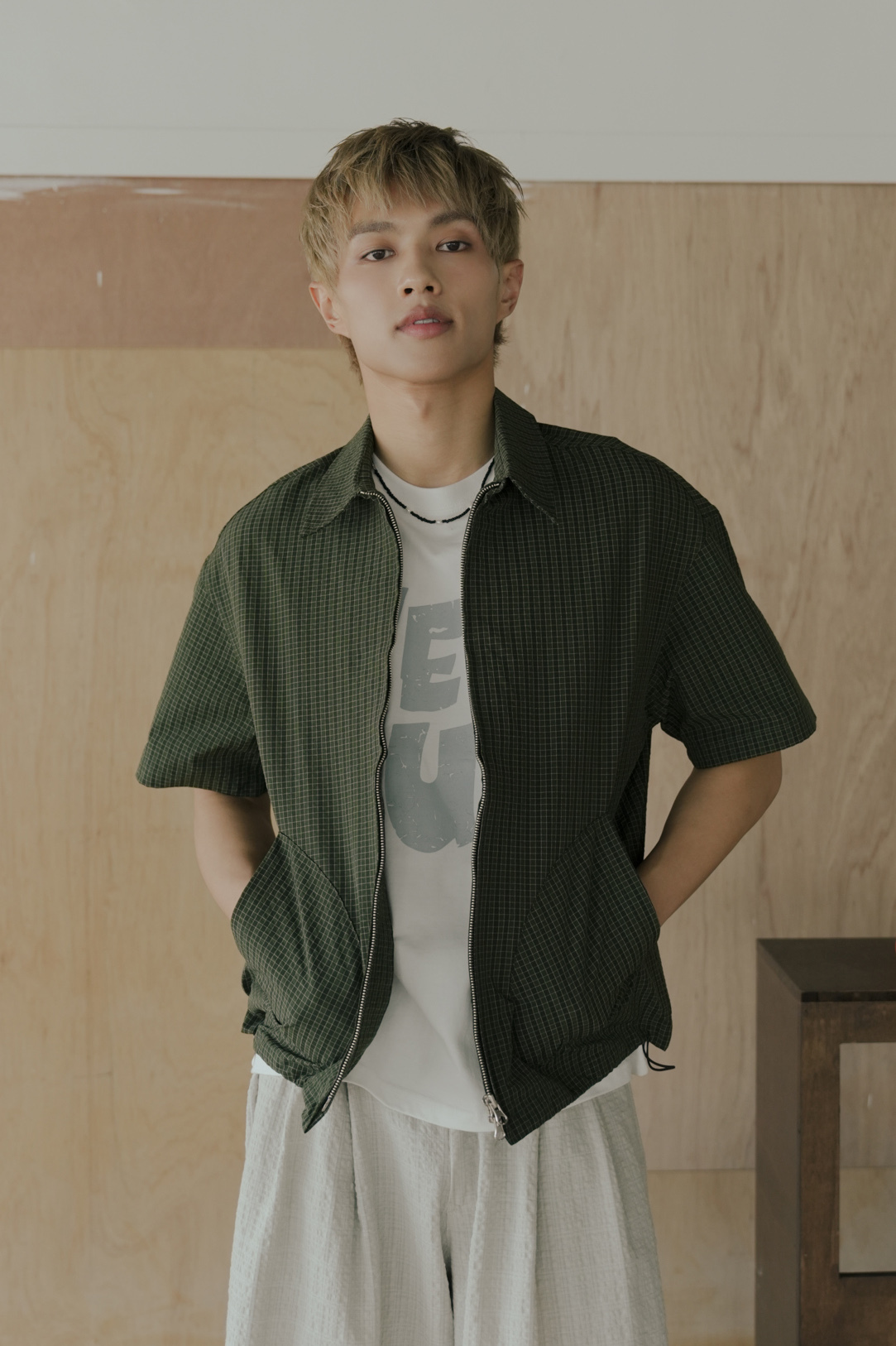 Cropped Drawstring Check Shacket #襯衫外套