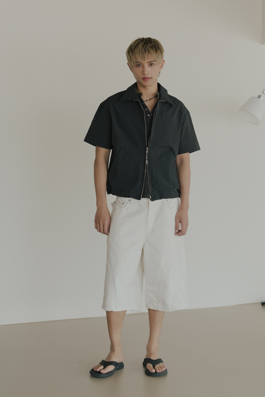 Cropped Drawstring Check Shacket #襯衫外套