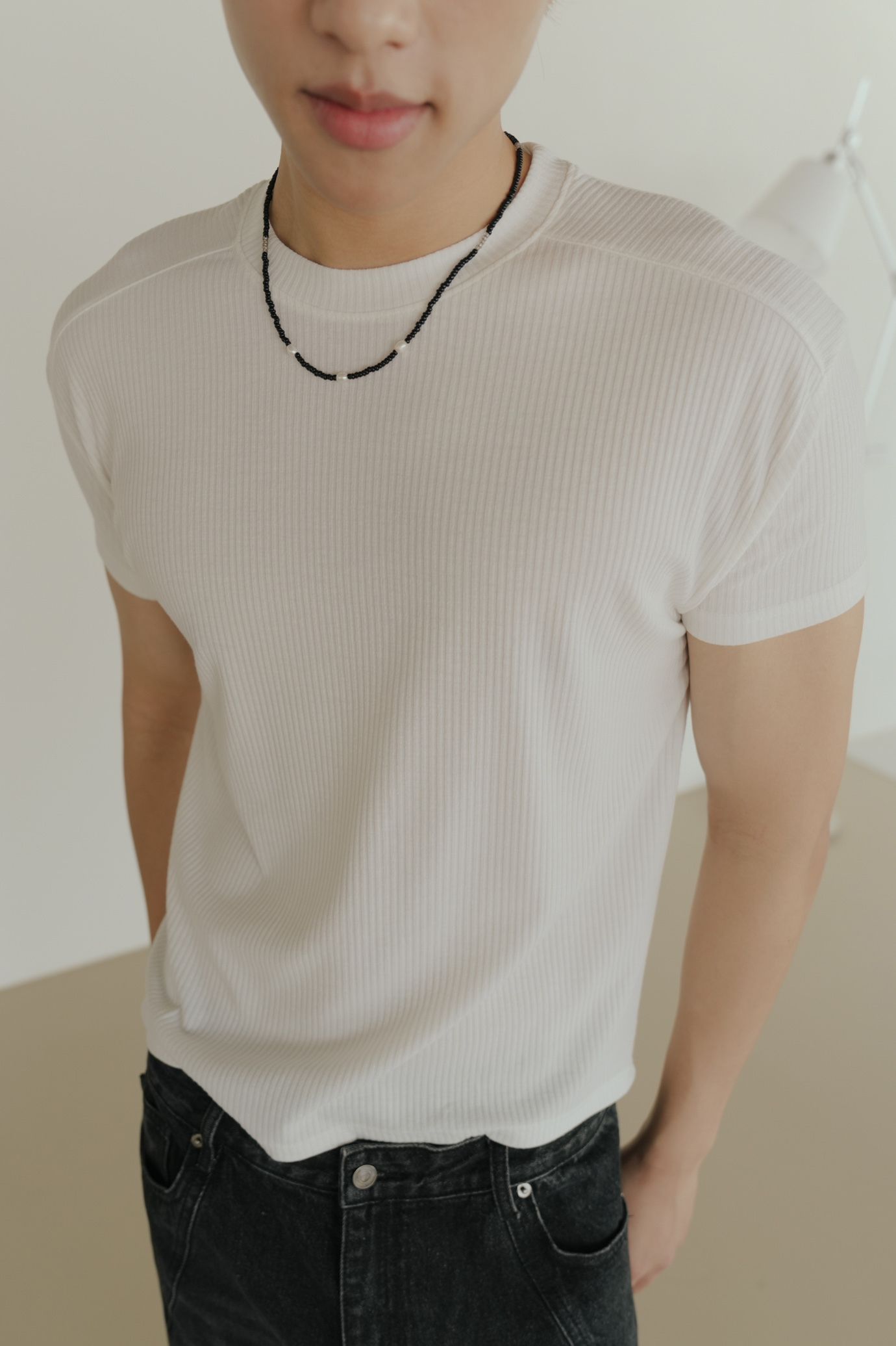 Cropped Ribbed Muscle Tee #上衣