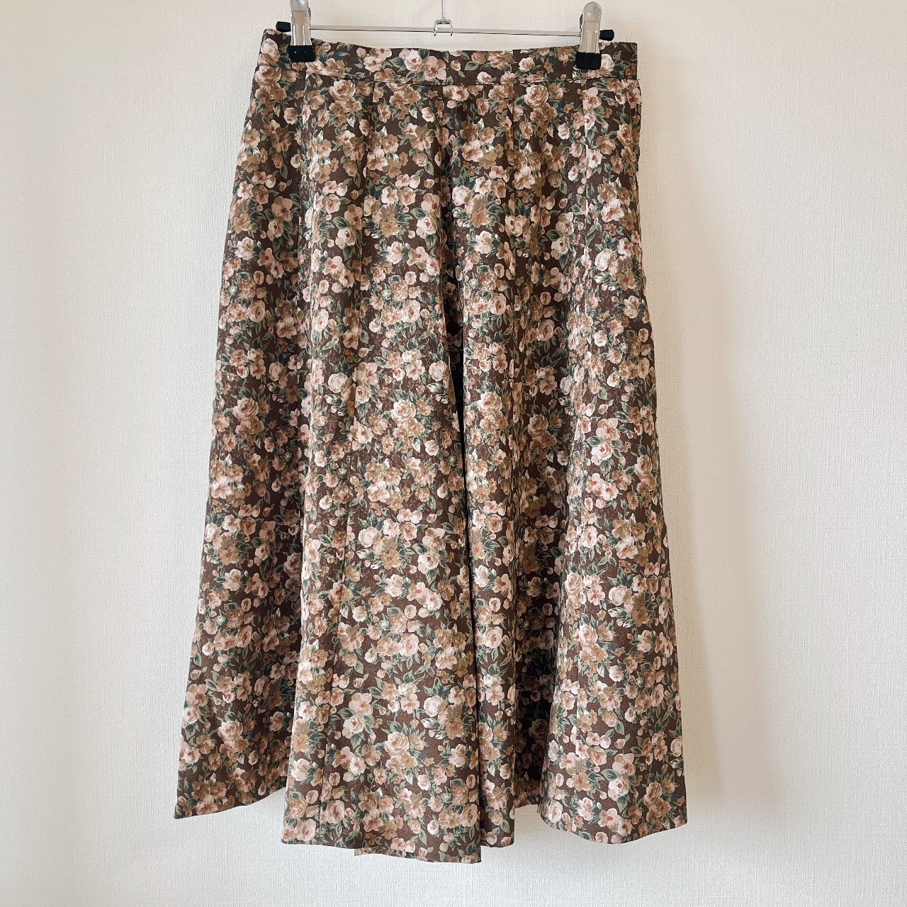 日本製啡色小碎花裙褲