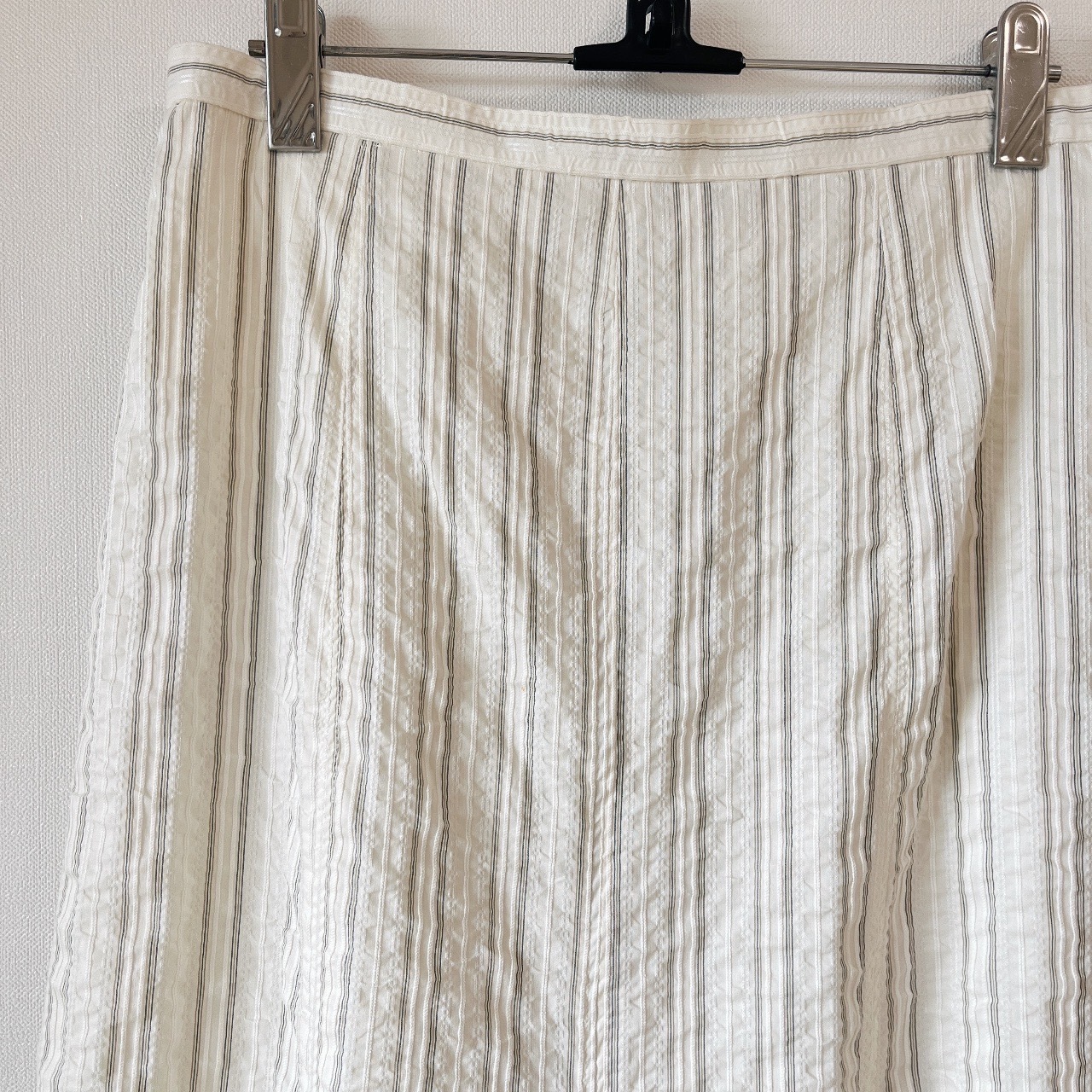 白色綿質條紋古著半身裙