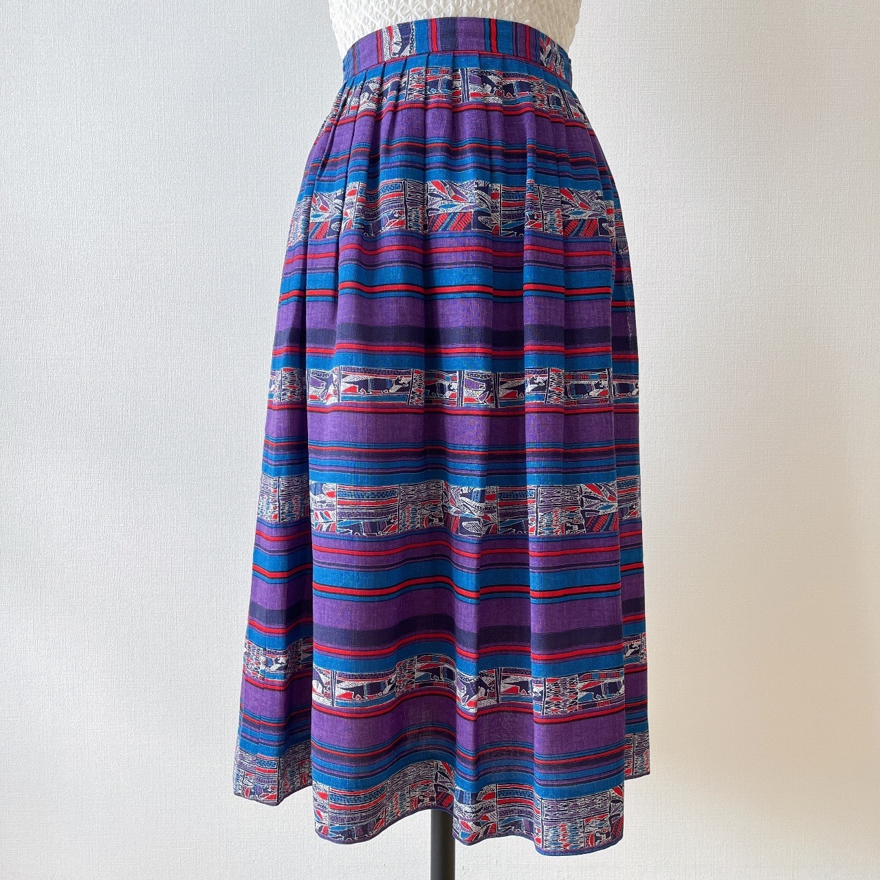 紫色動物圖案古著半裙