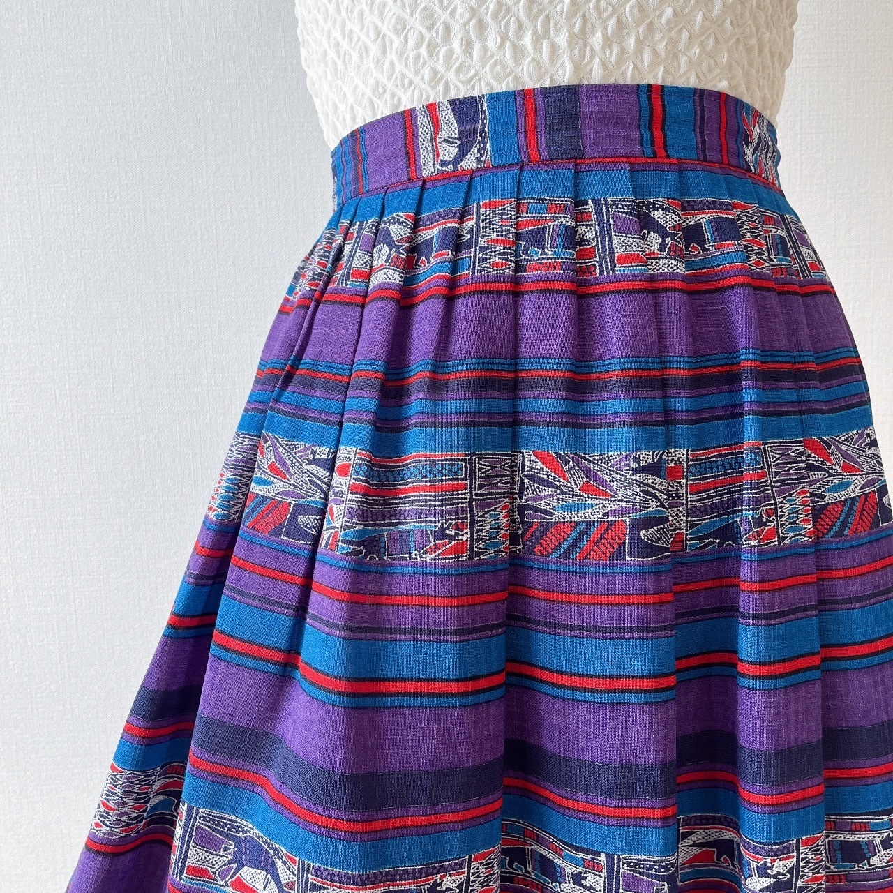 紫色動物圖案古著半裙