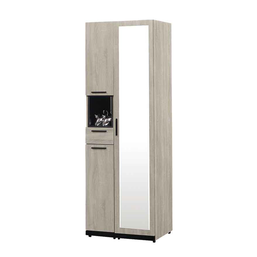 倫科2.3尺三門單抽高鞋櫃/鏡門鞋櫃/玄關收納櫃/隔間置物櫃