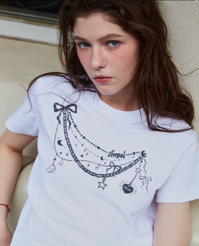 CPGN STUDIO / Angel Brooch Cropped Short T-shirt / White   JUL25