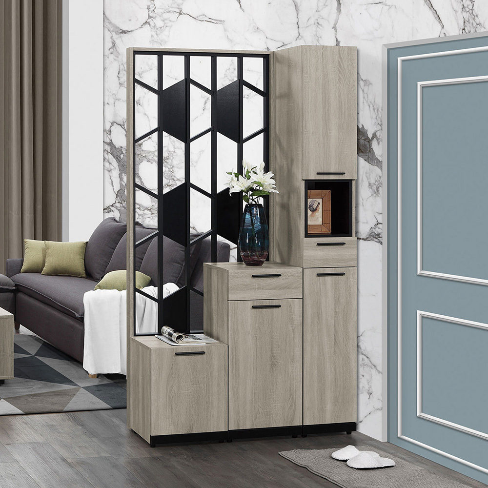 倫科3.7尺四門二抽屏風高鞋櫃/玄關收納櫃/隔間置物櫃-座鞋櫃款