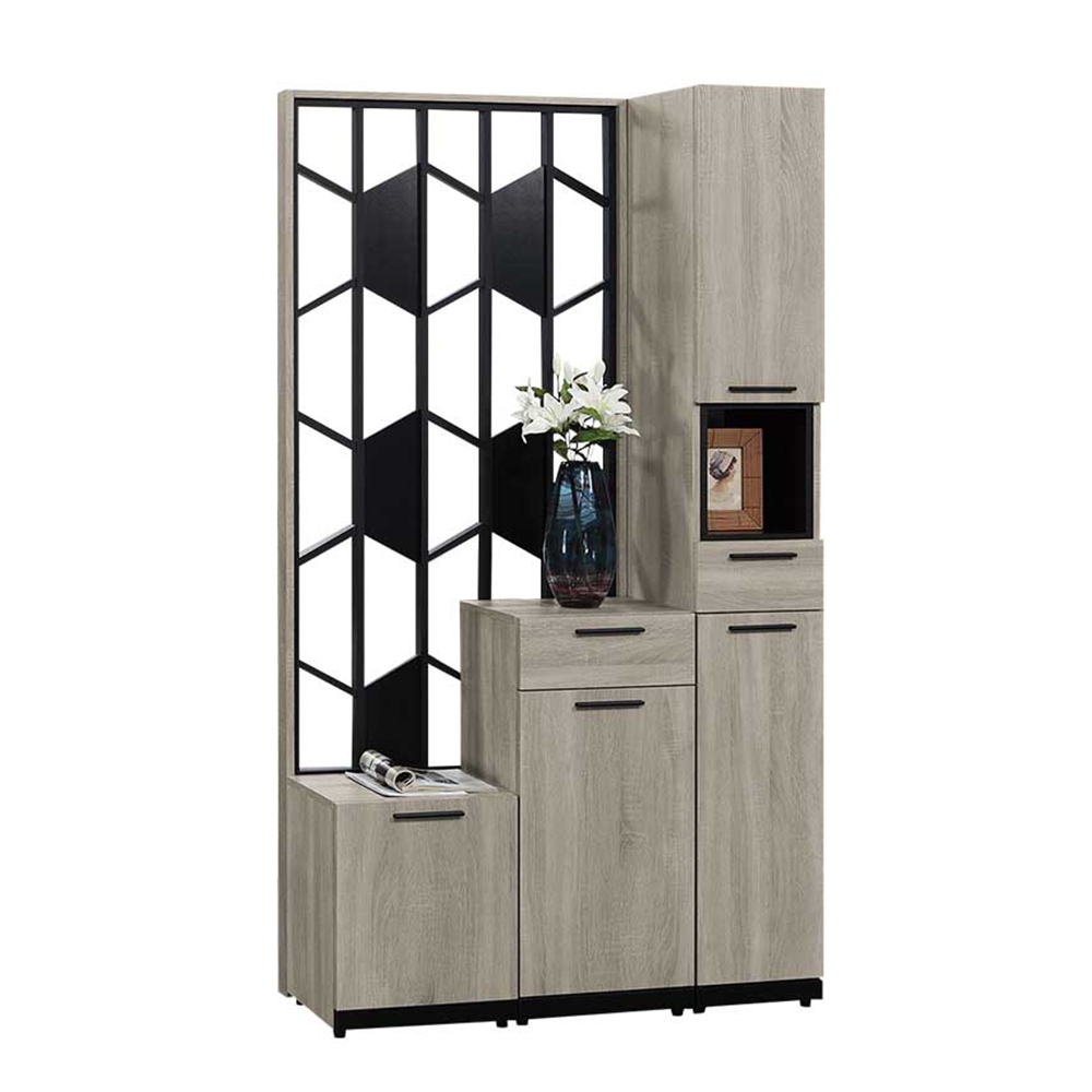 倫科3.7尺四門二抽屏風高鞋櫃/玄關收納櫃/隔間置物櫃-座鞋櫃款