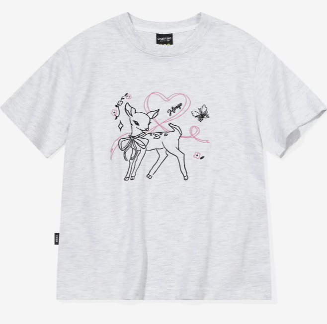 CPGN STUDIO / Dear Bloom Cropped Short T-shirt /  Melange White   JUL25