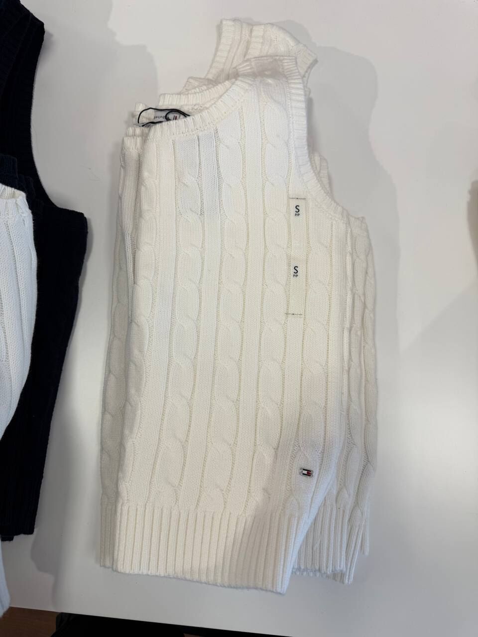 [U] TOMMY HILFIGER WHITE WOMEN'S CREWNECK SWEATER TANK, XW04635-100 (UTH78)