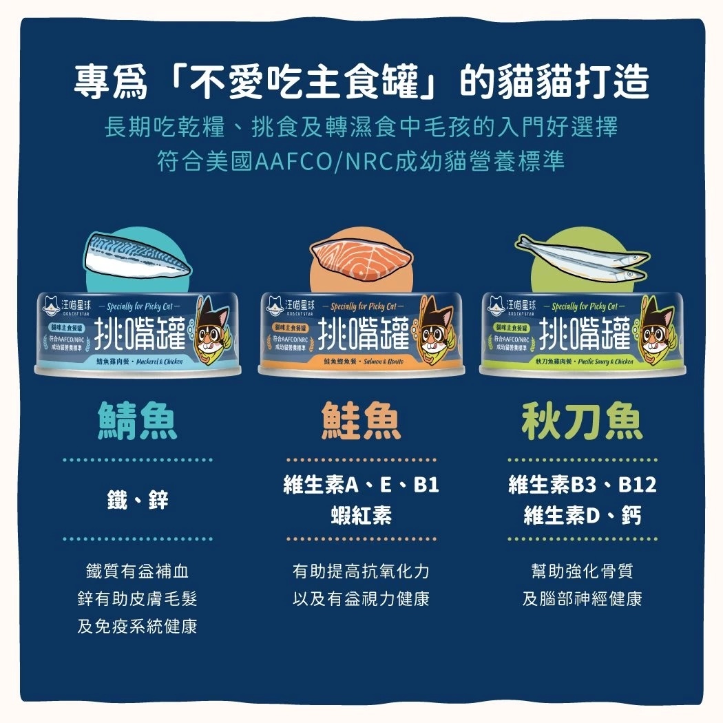 汪喵星球｜挑嘴貓無膠貓咪主食罐 55g/80g/165g
