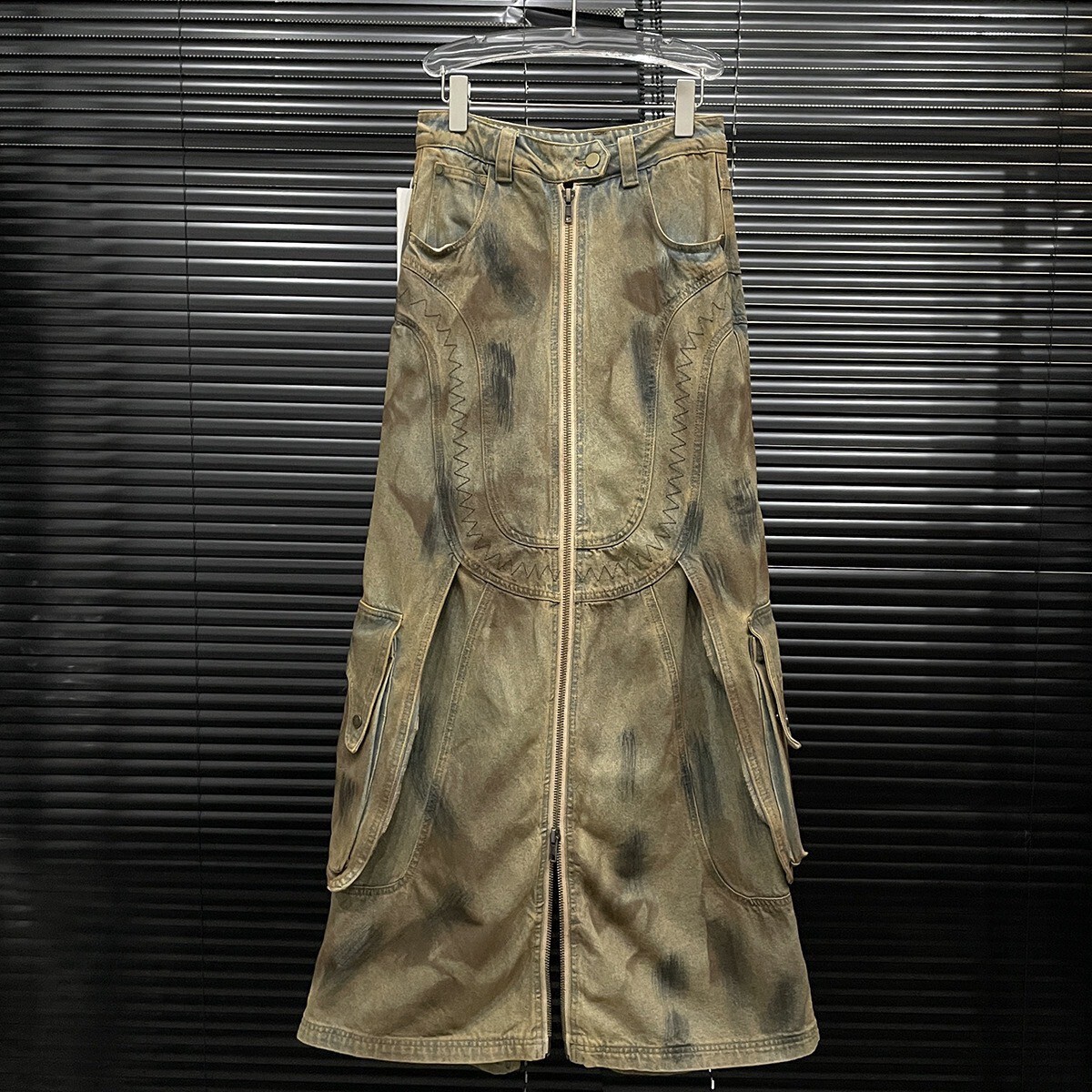 拉鍊廢土長牛裙