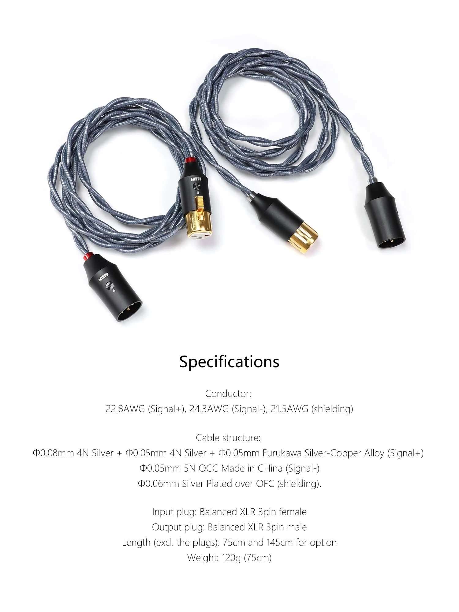 ddHiFi BC30XLR Balanced XLR 3Pin Shielding Signal Cable