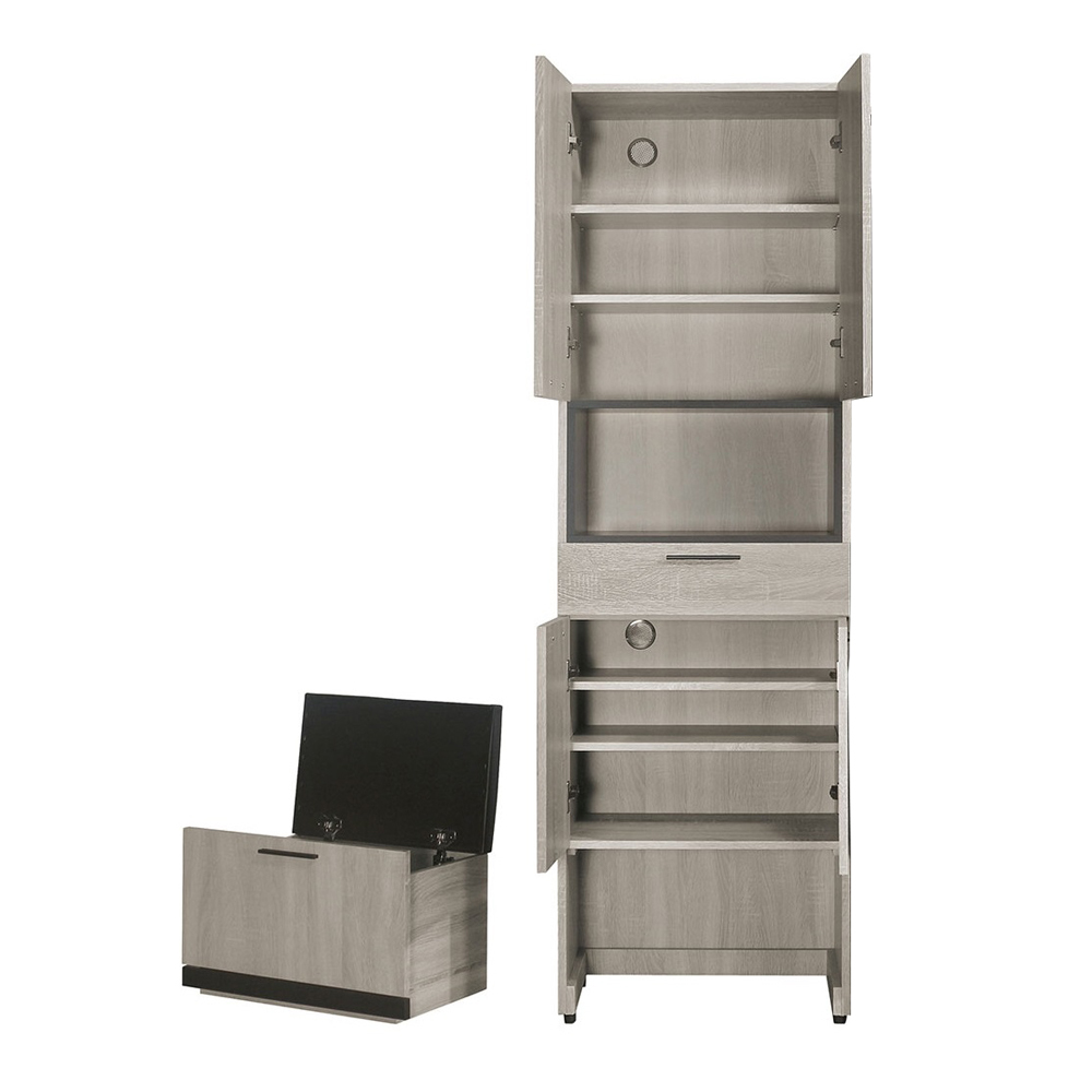 倫科2尺四門單抽高鞋櫃/玄關收納櫃/隔間置物櫃-附收納穿鞋椅