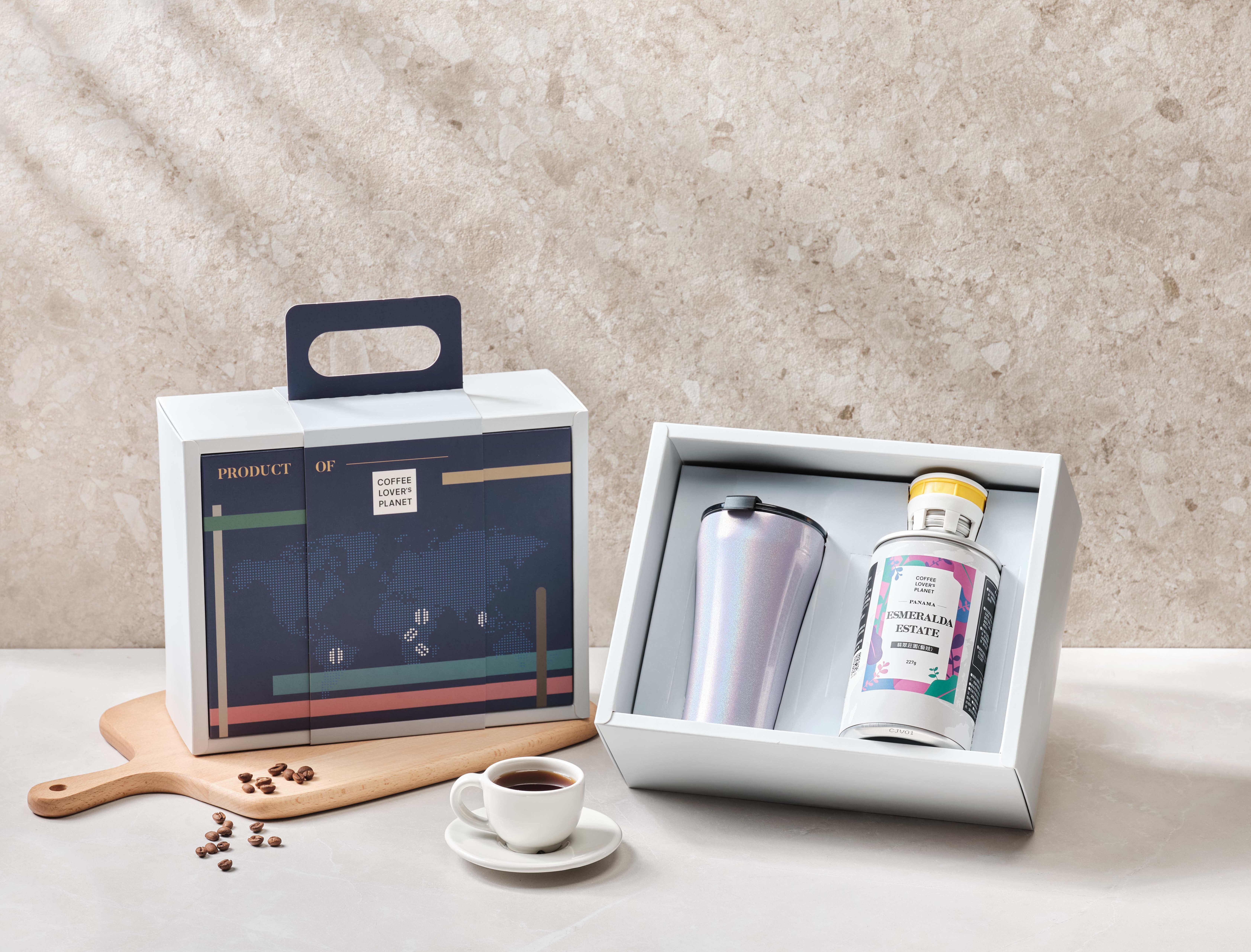 咖啡地圖禮盒-STTOKE陶瓷保溫杯12oz+ 罐裝咖啡豆