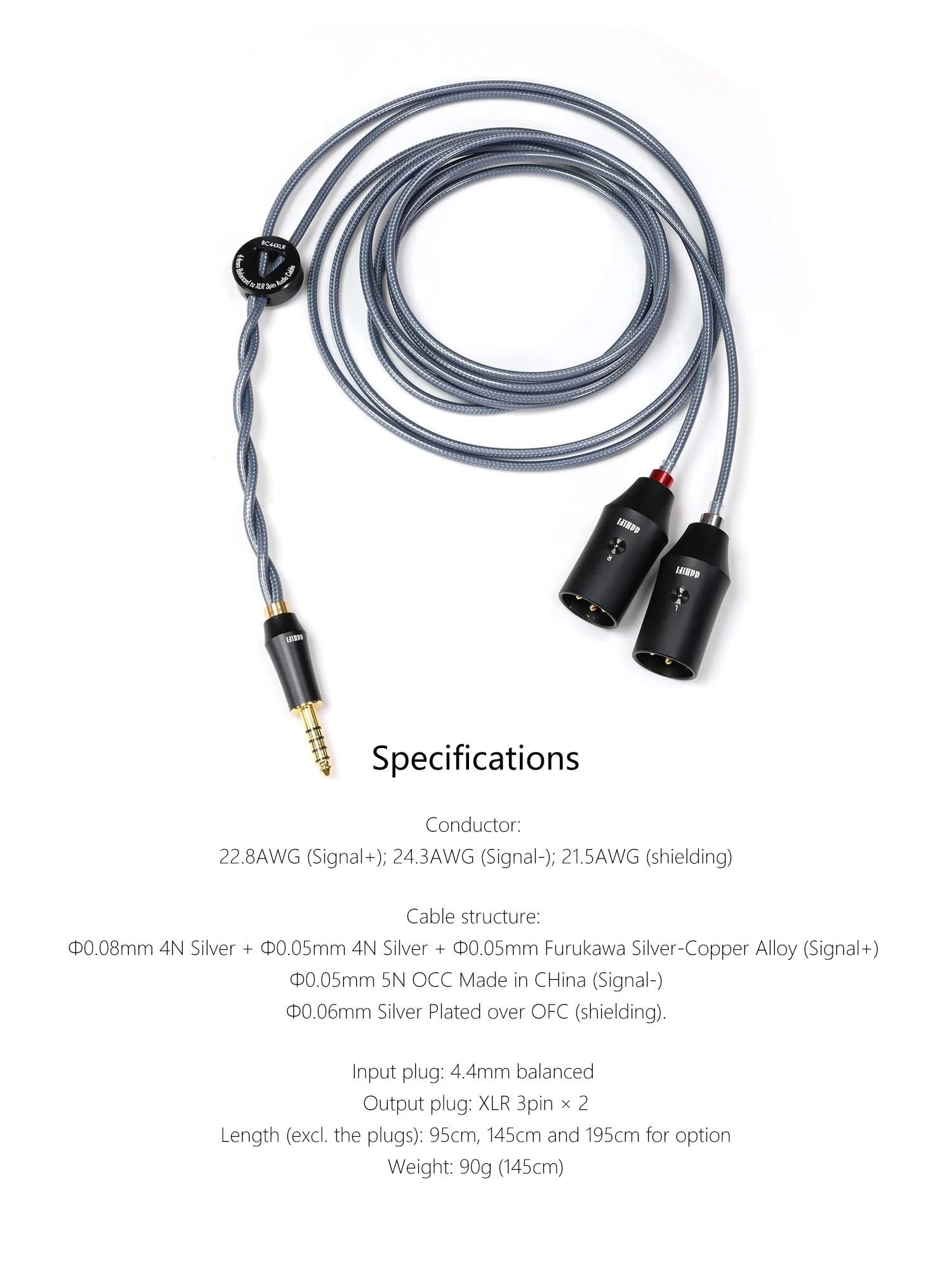 ddHiFi BC44XLR 4.4mm Balanced to XLR 3Pin Shielding Signal Cable