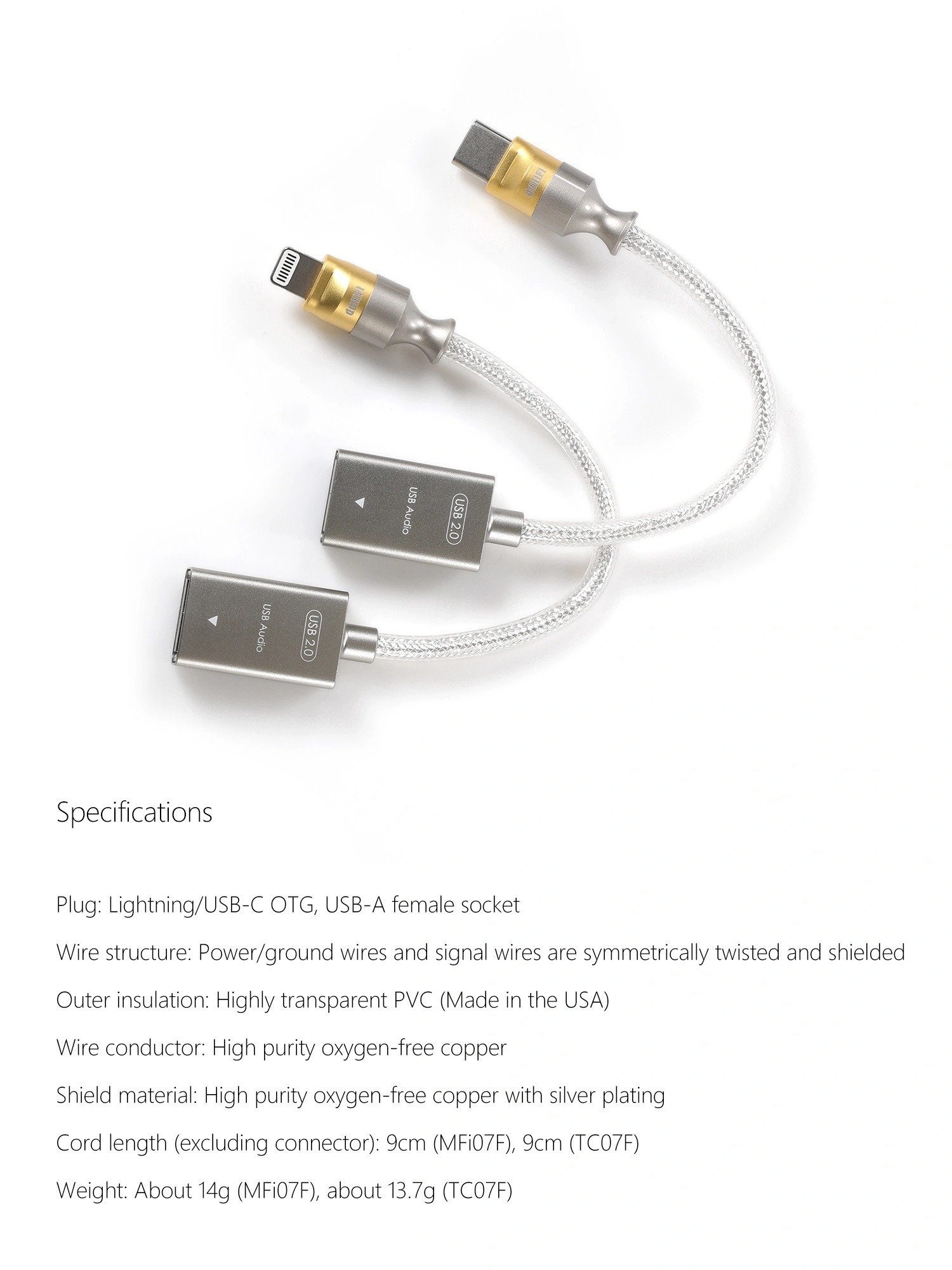 ddHiFi TC07F/MFi07F OTG Adapter Cable 2.0