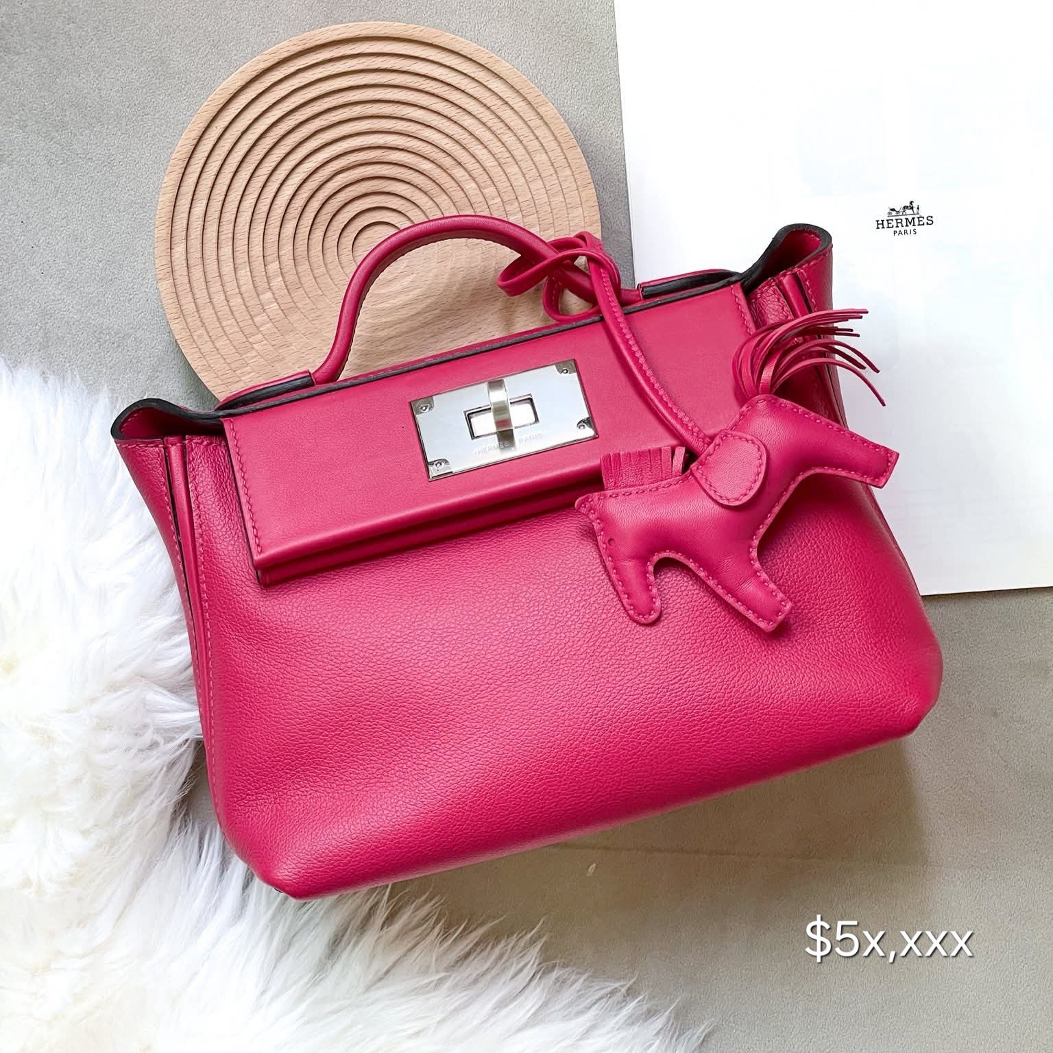 Preloved Hermès 24/24 Mini Evercolor Leather Framboise PHW HK$5x,xxx   (HK$2,000 即時落訂)
