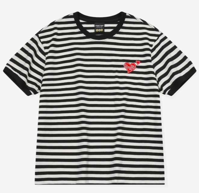 CPGN STUDIO / Muffin Heart Stripe CROP Lingery / Black   JUL25