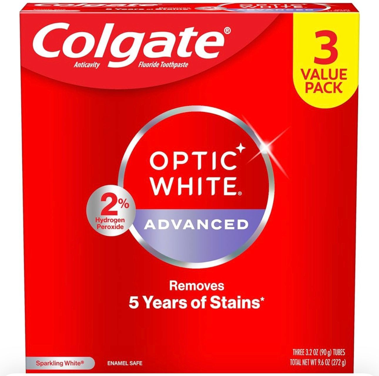 【預購】Colgate G070810 白閃耀亮白美白牙膏 (3支裝)