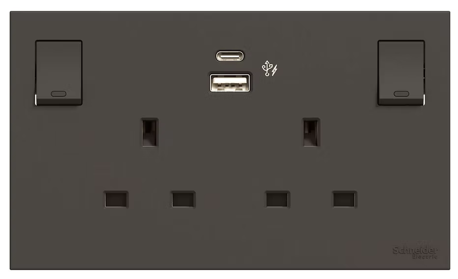 施耐德 奐然AvatarOn C  13A孖蘇有掣連Type A+C USB 插座